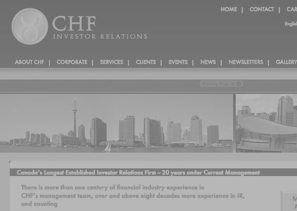 CHF Investor Relations web design and graphic design, branding, marketing, advertising, Toronto, Greater Toronto Area, GTA, Stouffville, York Region, Aurora, Newmarket, Markham, Richmond Hill, Ontario