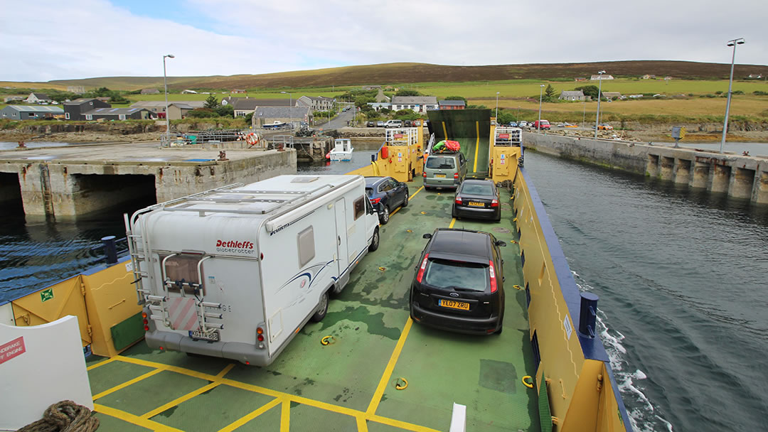 Arriving on the ferry to Rousay in Orkney