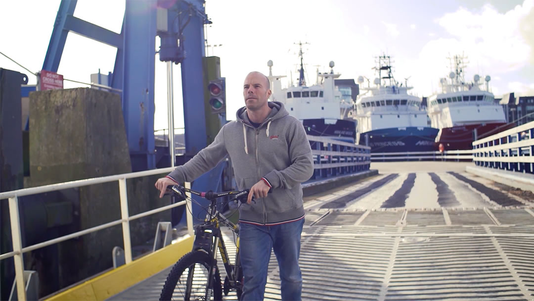 Boarding the ferry with a bicycle