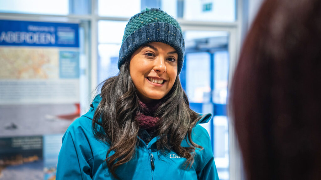 Checking in for the ferry to Shetland and Orkney