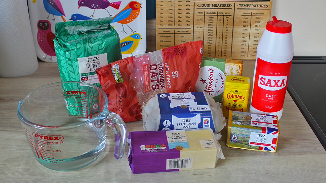 Cheese and oat loaf ingredients