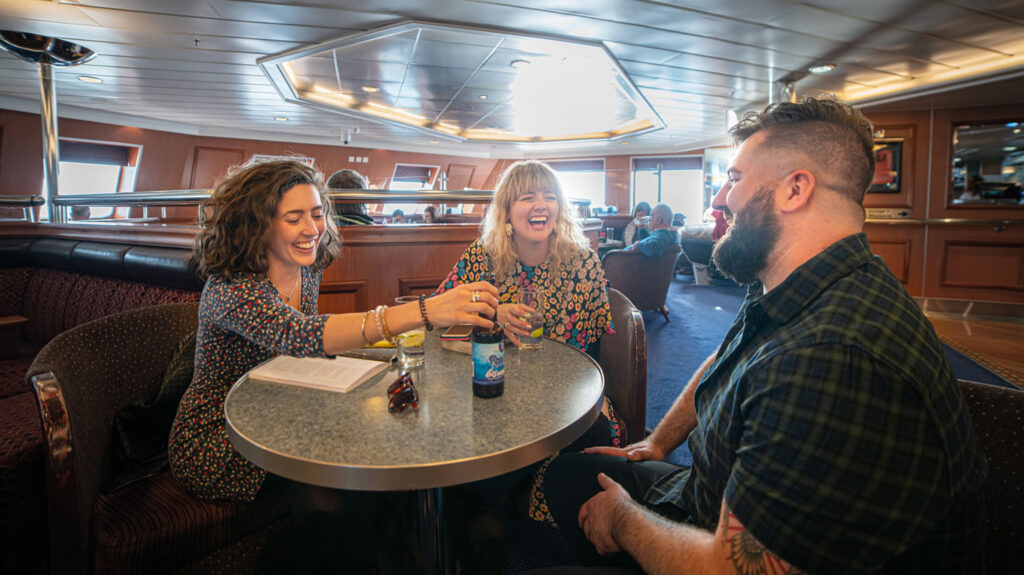 Enjoying a drink on board NorthLink ships to Shetland and Orkney