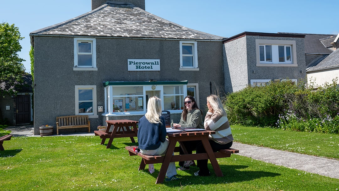 Enjoying some lunch at the Pierowall Hotel in Westray