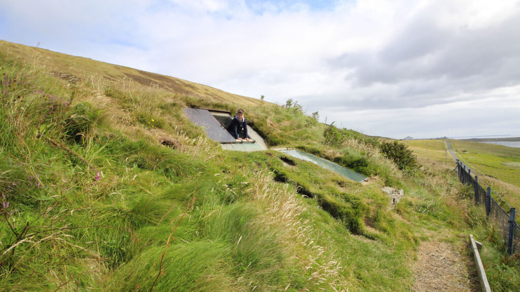 Having fun at Blackhammer tomb on Rousay in Orkney