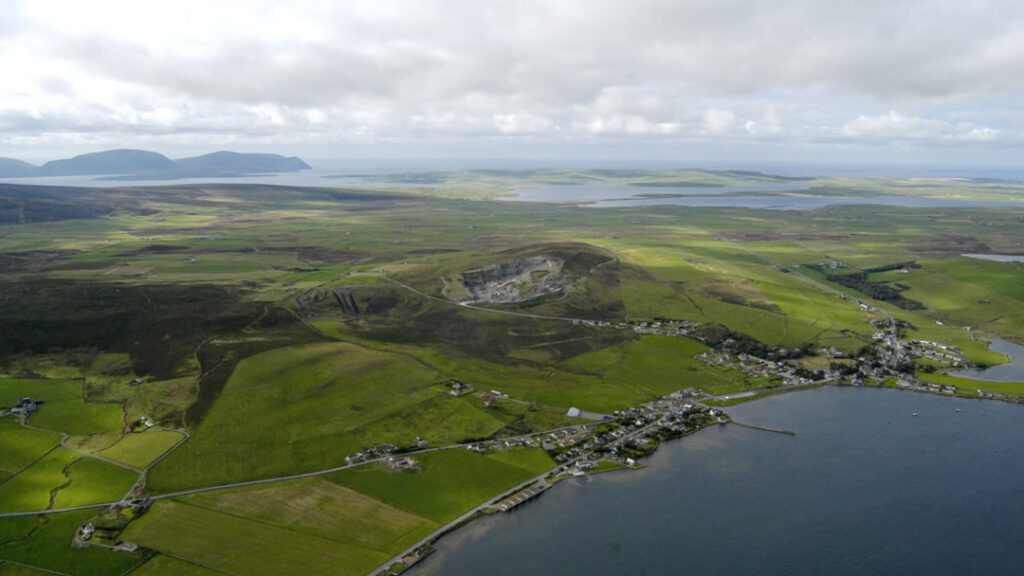 Finstown in Orkney from the air