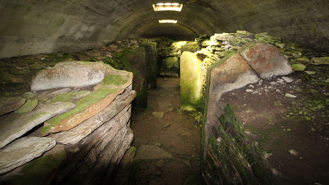 Inside the Knowe of Yarso in Rousay, Orkney