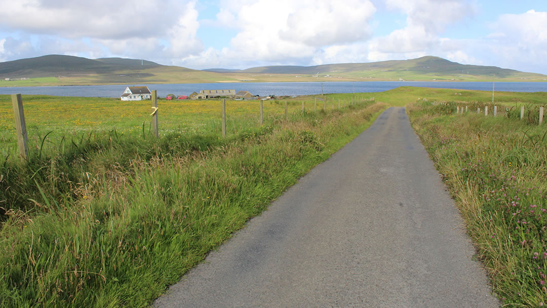 Island roads in Egilsay, looking over to Rousay