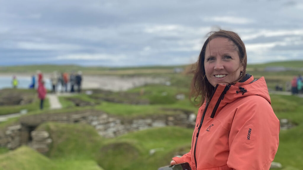 Laurie Goodlad at Skara Brae in the Orkney Islands