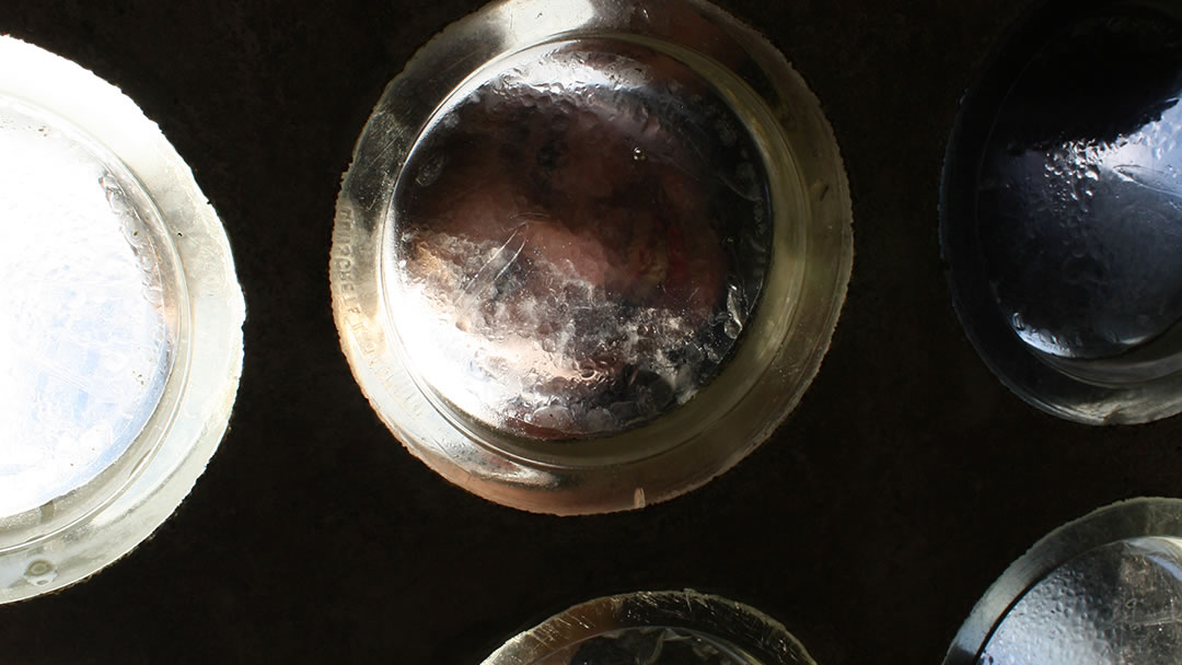 Looking through the skylight in Blackhammer Tomb