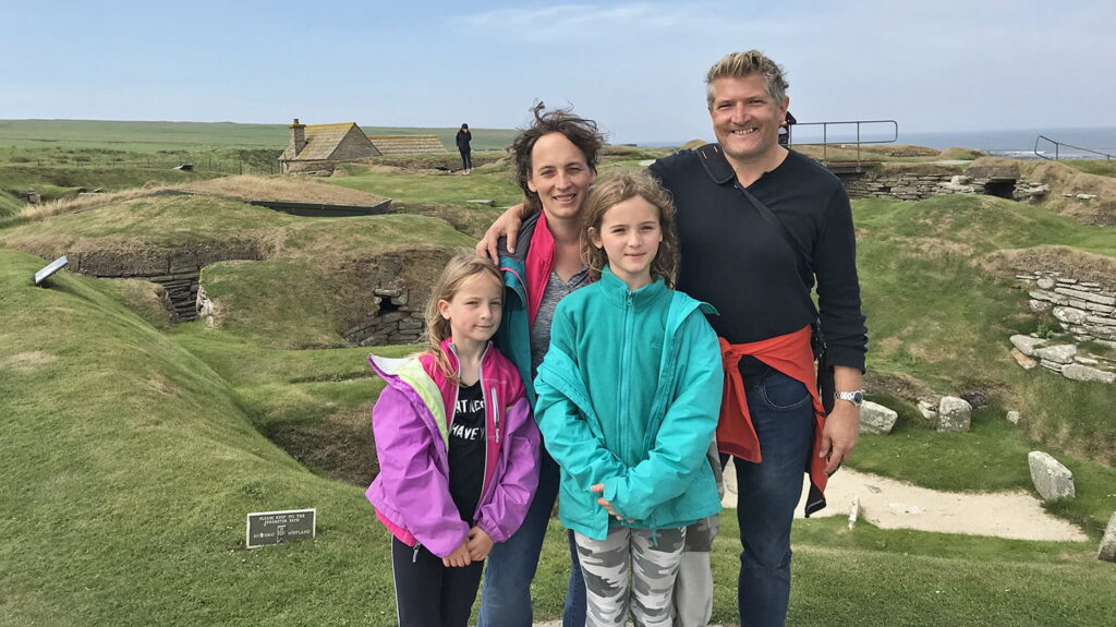 The McKelvies at Skara Brae in Orkney
