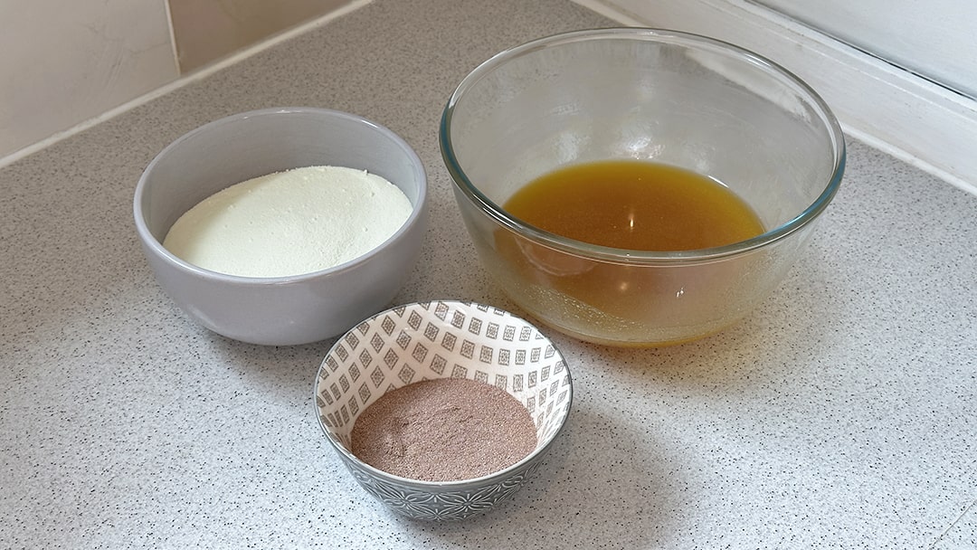 Melt margarine and syrup together before adding dried milk and drinking chocolate