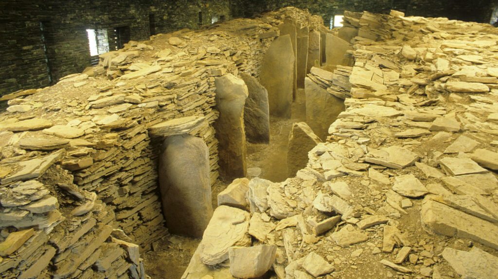 Midhowe chambered cairn in Rousay Orkney