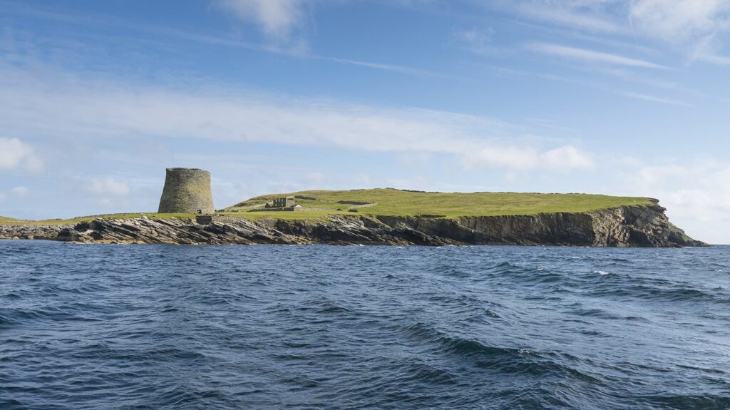 Mousa Broch on the uninhabited isle of Mousa in Shetland