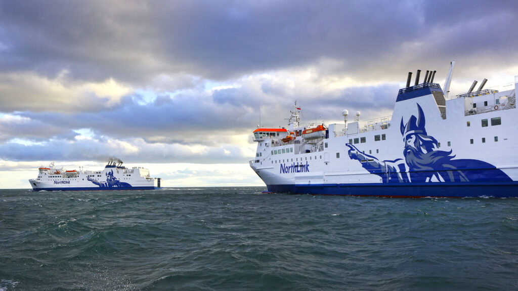 MV Hjaltland and MV Hrossey outside Aberdeen