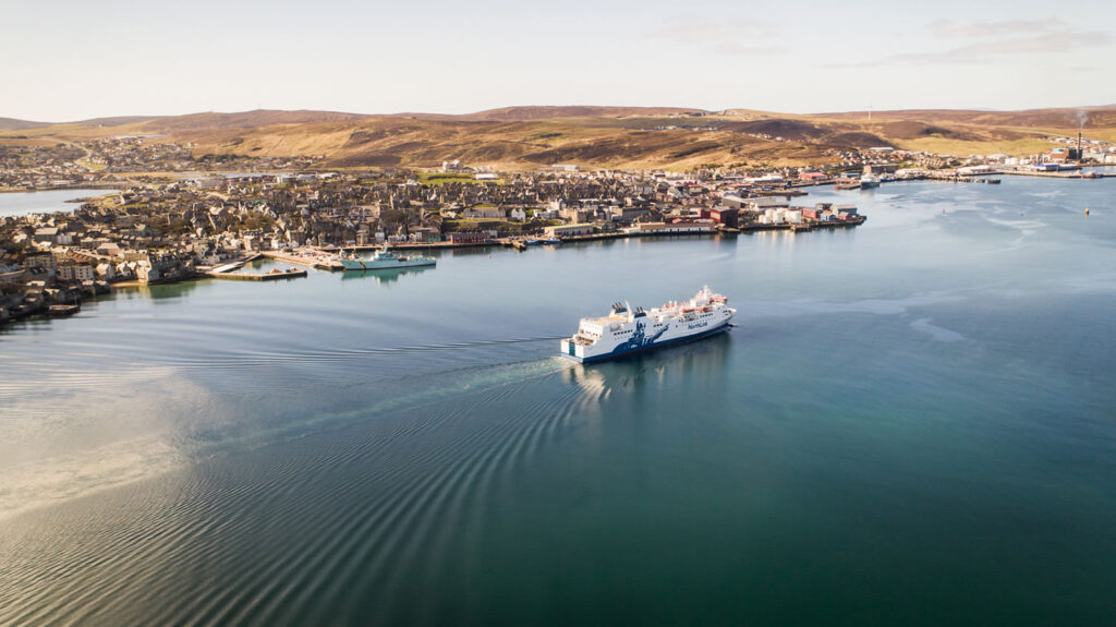 MV Hjaltland arrives in Lerwick Shetland