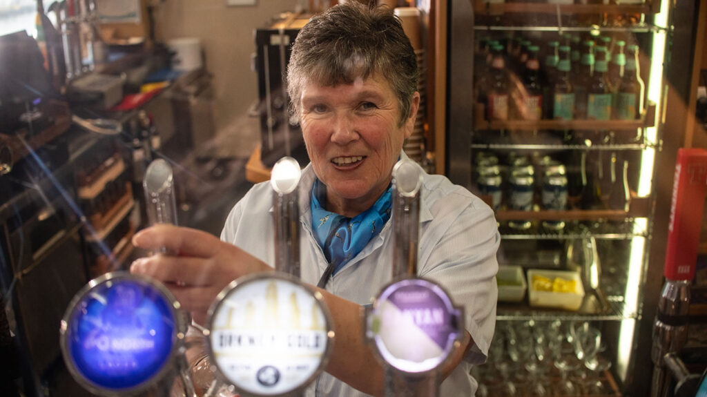 Behind the bar on MV Hjaltland