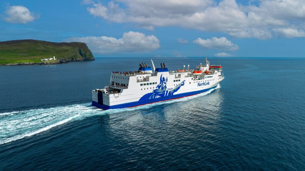 MV Hjaltland departing Lerwick in Shetland
