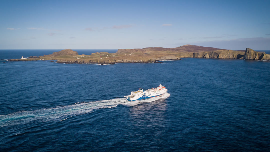 MV Hjaltland sailing past Fair Isle