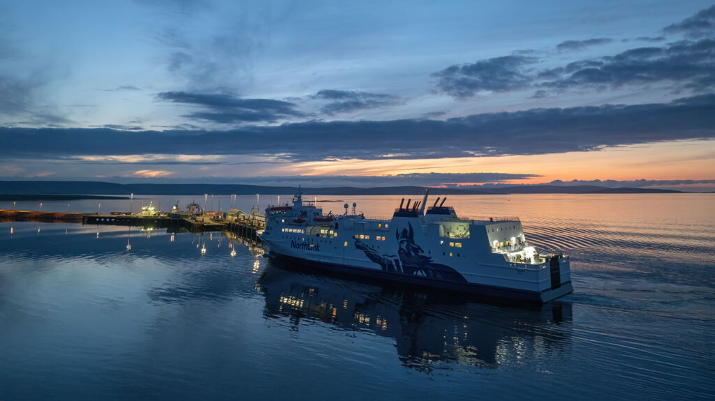 MV Hrossey arriving in Hatston, Orkney