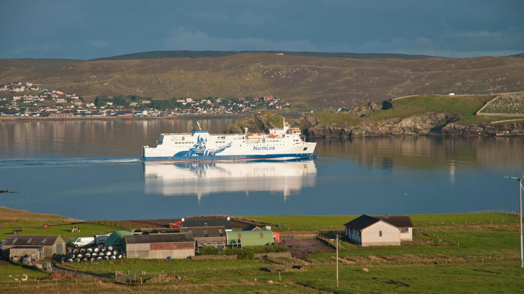 MV Hrossey arriving in Lerwick, Shetland