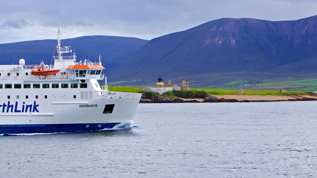 Sailing from Orkney with the Hoy Hills in the background