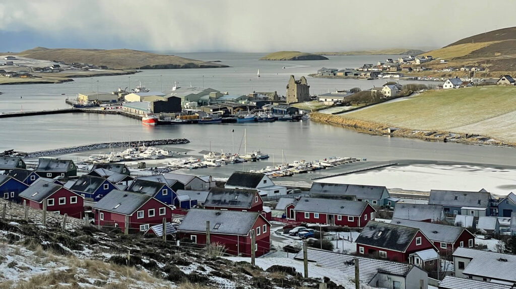 Scalloway in the Shetland islands pictured in winter