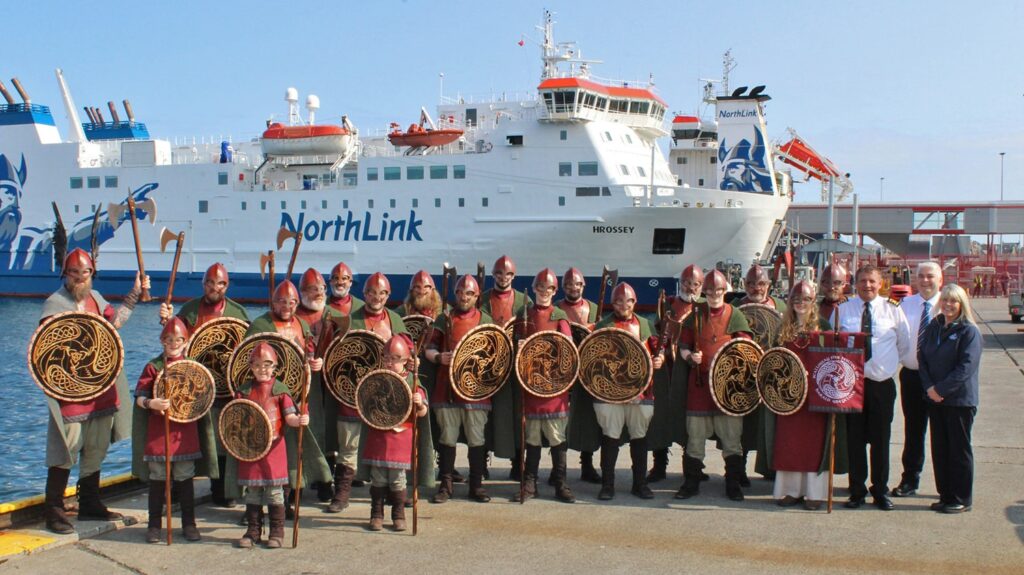 The Scalloway Jarl Squad before boarding the MV Hrossey
