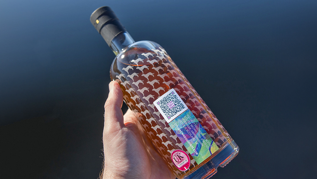 'Scan Yer Dram' is on all of Little Brown Dog bottles