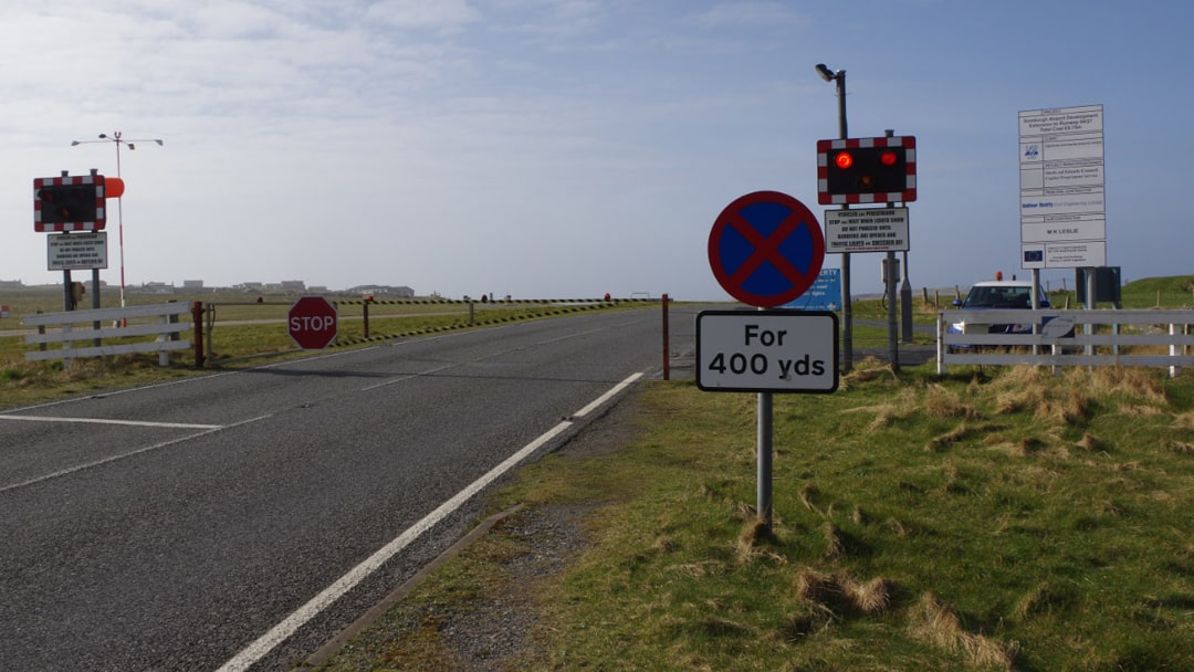 Sumburgh Airport road crossing