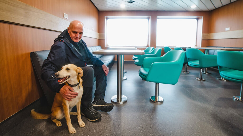 The dog lounge on board MV Hamnavoe, which sails from Scrabster to Stromness in Orkney