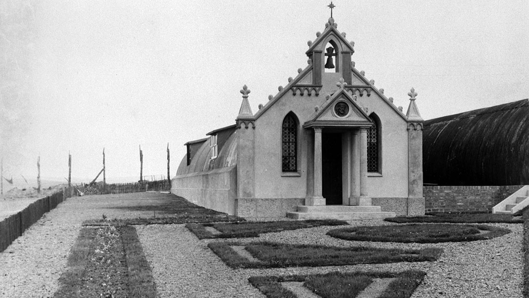 The Italian Chapel on Lamb Holm with the facade by Giovanni Pennisi