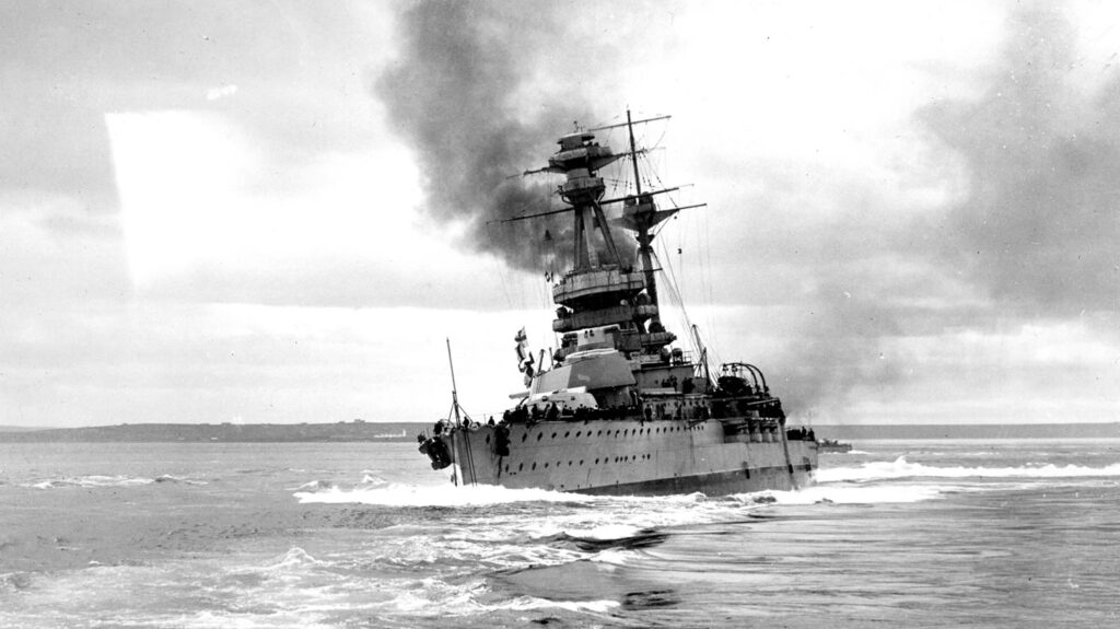 The Royal Oak which was sunk in Scapa Flow, Orkney