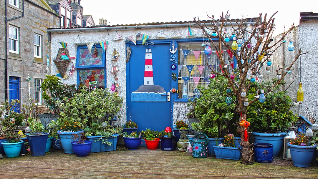 Uniquely decorated house in Footdee, Aberdeen